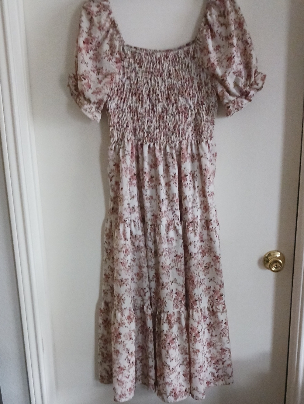 SHEIN Cream Dress with Dusty Rose Floral Print